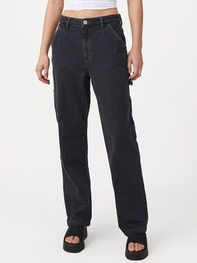 Cotton on Women's Carpenter Jeans - Black Ink Size 8